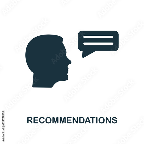 Recommendations icon. Monochrome style design from business ethics icon collection. UI and UX. Pixel perfect recommendations icon. For web design, apps, software, print usage.