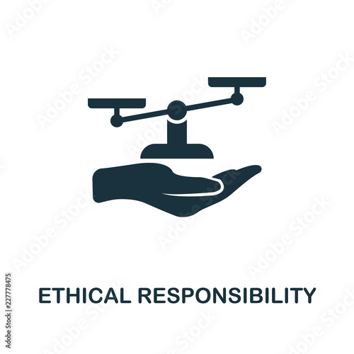 Ethical Responsibility icon. Monochrome style design from business ethics icon collection. UI and UX. Pixel perfect ethical responsibility icon. For web design, apps, software, print usage.