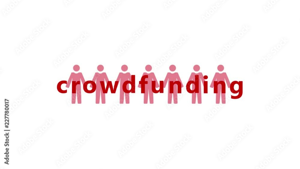 Animation of people and crowdfunding text Animation of people and crowdfunding text