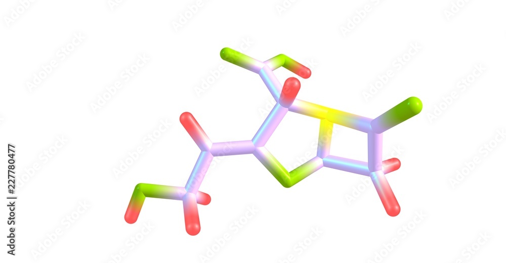 Clavulanic acid molecular structure isolated on white Clavulanic acid molecular structure isolated on white