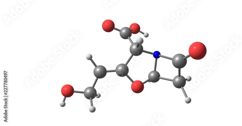 Clavulanic acid molecular structure isolated on white photo