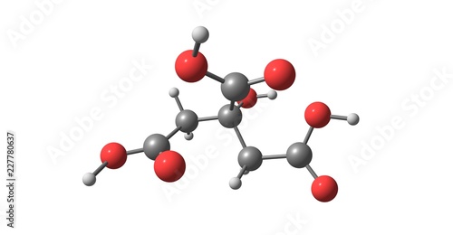 Fotografía Citric acid molecular structure isolated on white