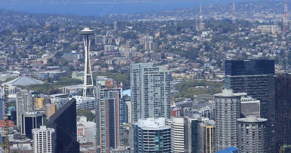 Aerial view of the Seattle, Washington skyline 4K Aerial view of the Seattle, Washington skyline 4K