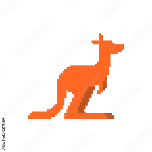Kangaroo pixel art. wallaby 8 bit. Australian animal