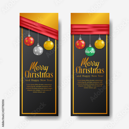 Merry Christmas and Happy new year template with illustration ball photo