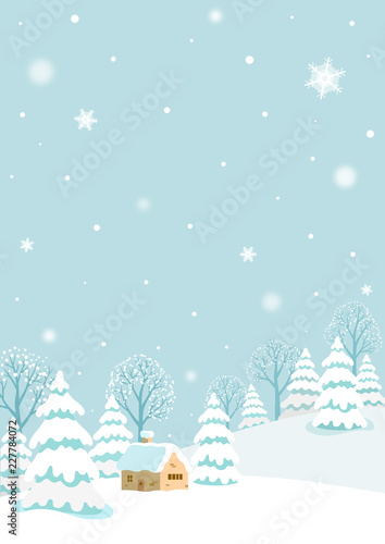 Winter landscape with rabbit.