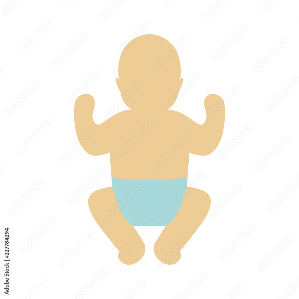 Vector silhouette of baby in a diaper. Vector silhouette of baby in a diaper.