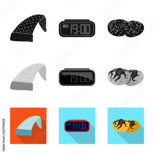 Vector illustration of dreams and night sign. Set of dreams and bedroom vector icon for stock.