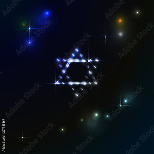 Fototapeta Naklejka Na Ścianę i Meble -  Star of David glows in the Milky Way starry sky - banner for Hanukkah Chanukah. Vector composition Greeting card for traditional jewish Israel christmas holiday