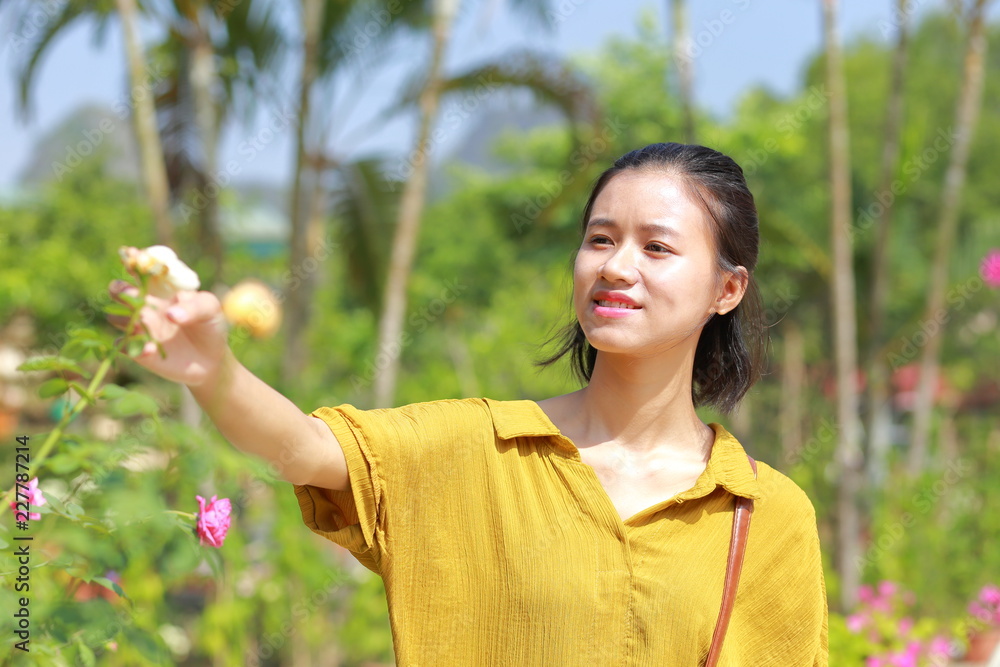 woman traveling to the country side of Vietnam woman traveling to the country side of Vietnam