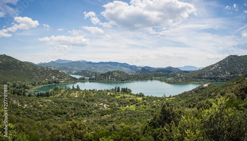 Panorama of beautiful Bacina lakes in Dalmatia,Croatia - holiday destination