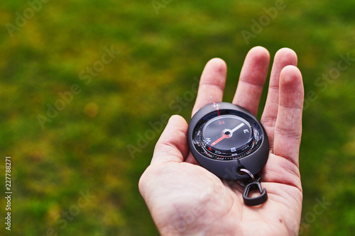 compass on a hand
