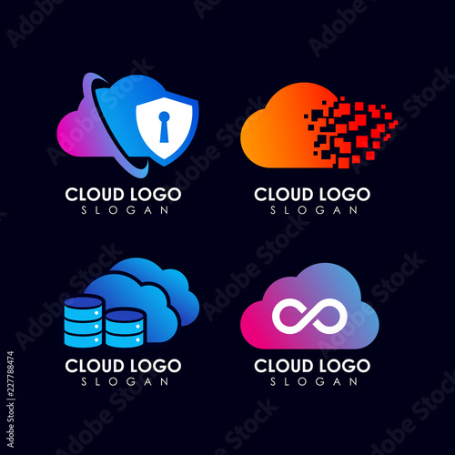 cloud logo design. cloud tech logo icon symbol