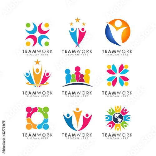 teamwork logo design vector