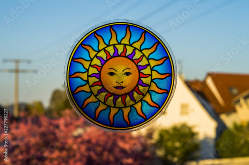 Window with Oriental Sun Sticker