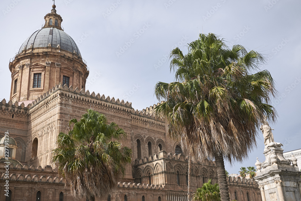 Palermo, Italy - September 07, 2018 : View of Palermo cathedral