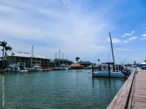 The yachts at boat marina and waterfront in Naples, Florida at USA