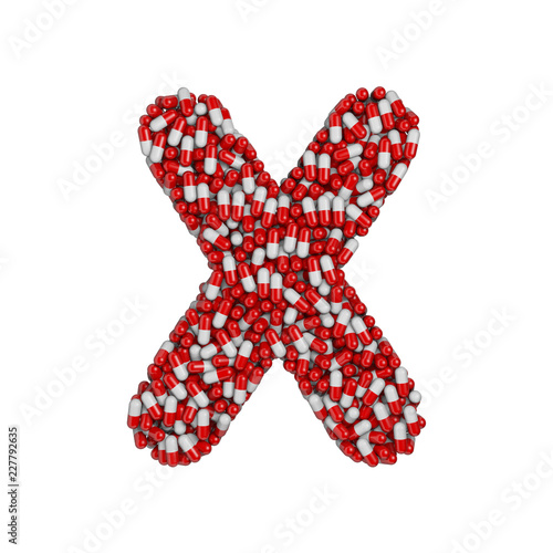 pills letter X - Upper-case 3d pharmaceutical font - therapy  laboratory or healthcare concept