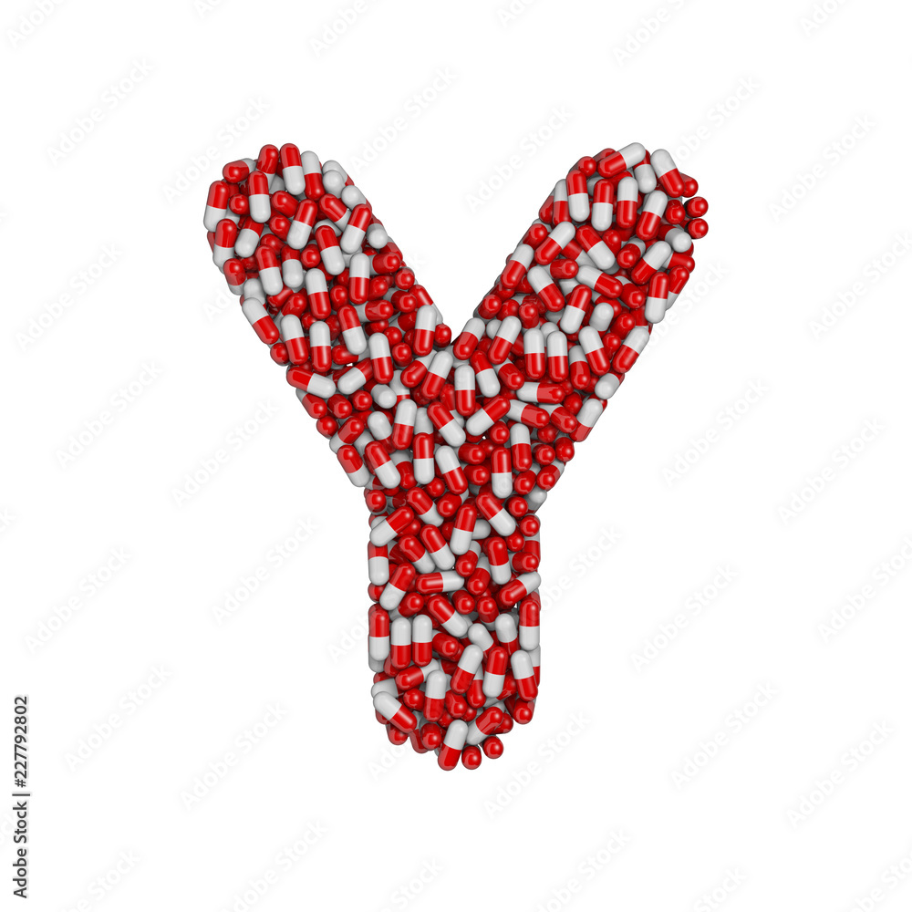 pills letter Y - Upper-case 3d pharmaceutical font - therapy, laboratory or healthcare concept pills letter Y - Upper-case 3d pharmaceutical font - therapy, laboratory or healthcare concept