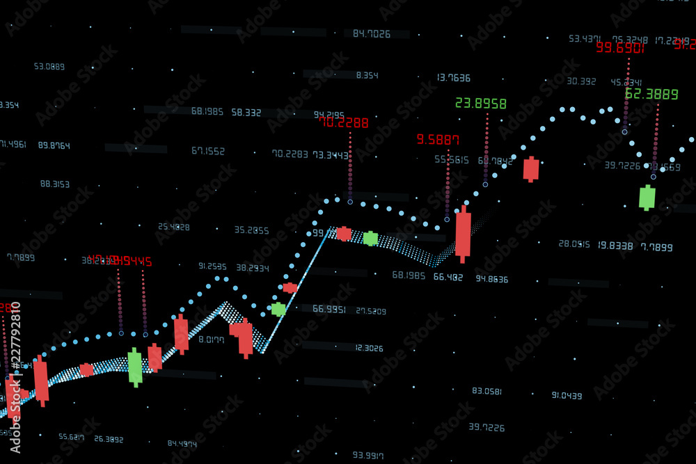 Obraz premium 3d rendering, Stock chart with black background