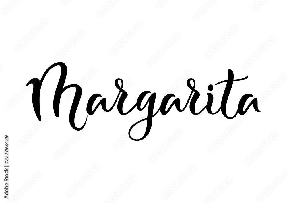Modern calligraphy lettering of Margarita in black isolated on white background for bar menu, cocktail menu, advertisement, cafe, restaurant, packaging, flyer