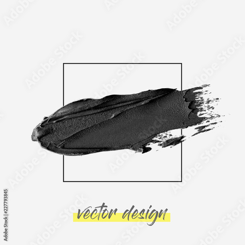 Oil Paint stroke over frame on isolated background vector 