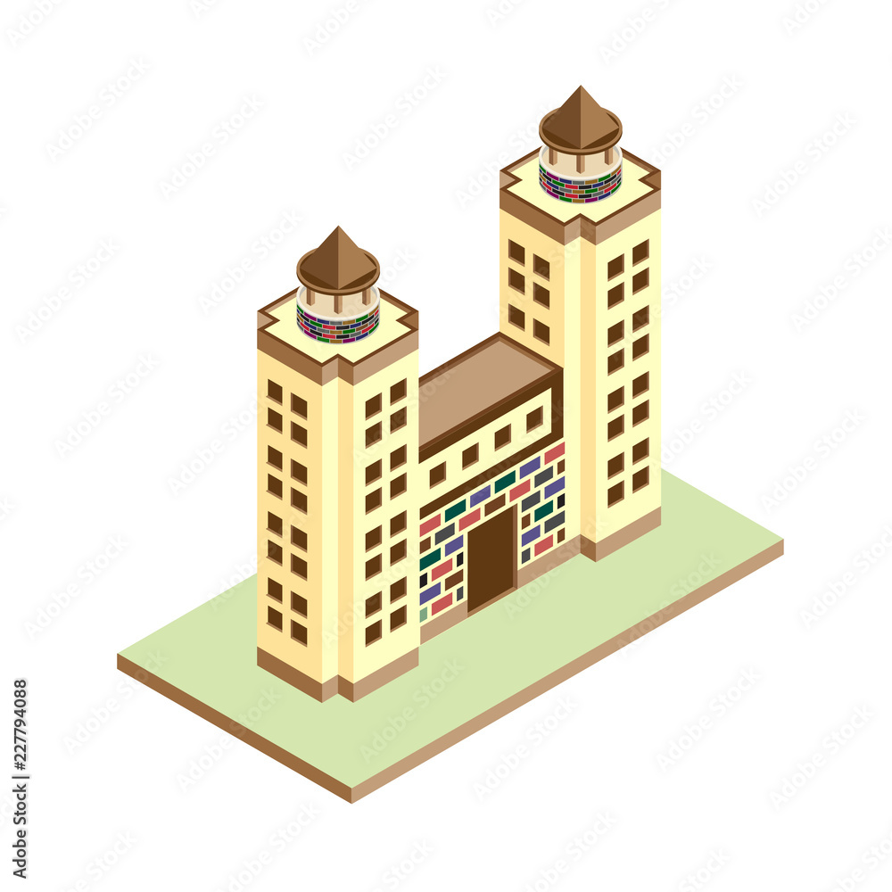 Vector isometric icon building city infrastructure, Vector isometric icon building city infrastructure,