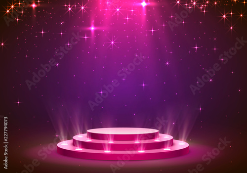 Show light podium stars background. Vector illustration