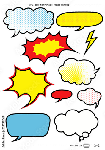 Set cartoon comic bubble speech, pop art style, Vector illustration