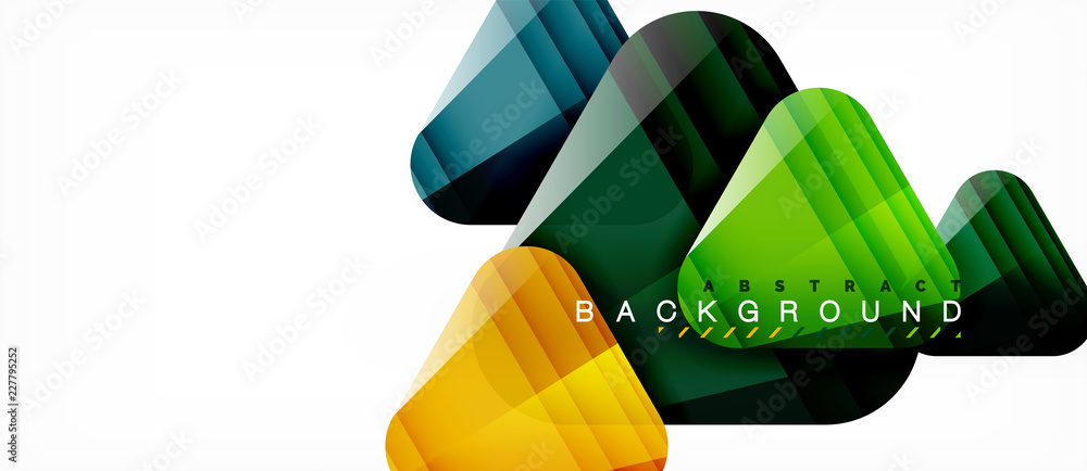 Glass triangles modern geometric composition, abstract background Glass triangles modern geometric composition, abstract background