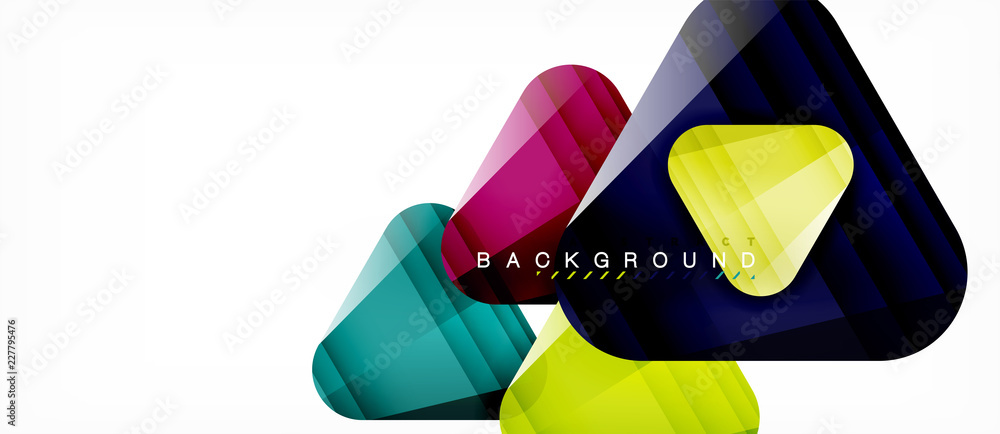 Glass triangles modern geometric composition, abstract background Glass triangles modern geometric composition, abstract background