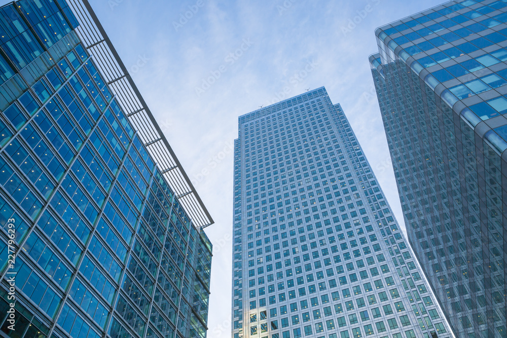 Corporate buildings of Canary Wharf, banks, insurances, media holdings. London, UK Corporate buildings of Canary Wharf, banks, insurances, media holdings. London, UK