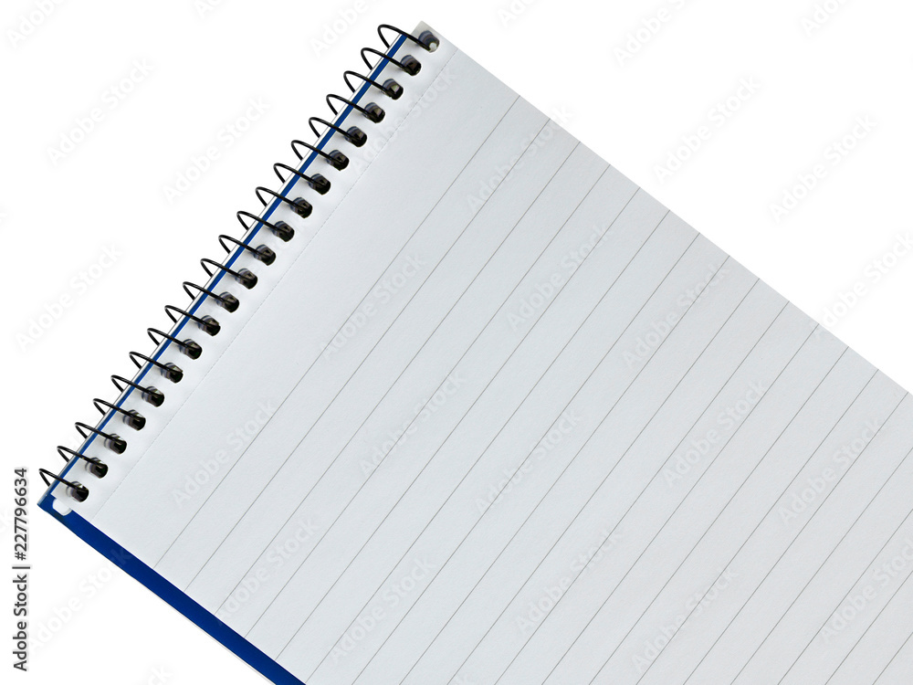 Spiral bound reporters notepad with copyspace isolated on a white background Spiral bound reporters notepad with copyspace isolated on a white background