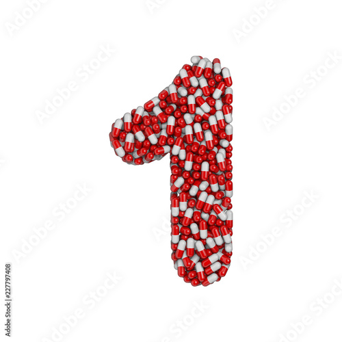 Wallpaper Mural pills number 1 -  3d pharmaceutical digit - therapy, laboratory or healthcare concept Torontodigital.ca