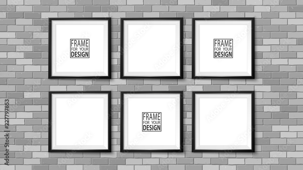 Frames on the wall. Photoframe mock up. Simple empty framings for your