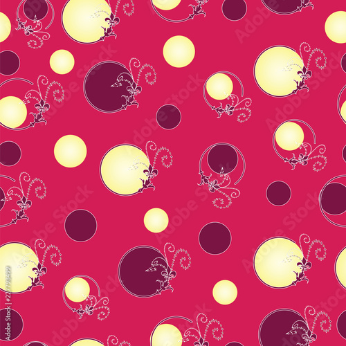seamless pattern with colorful circles in pink background - geometrical shapes pattern