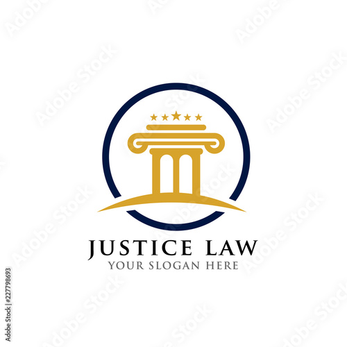 pillar logo design template in the circle. justice law and attorney logo design template