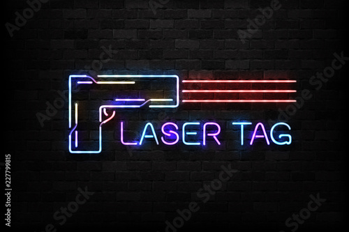 Vector realistic isolated neon sign of Laset Tag logo for decoration and covering on the wall background.