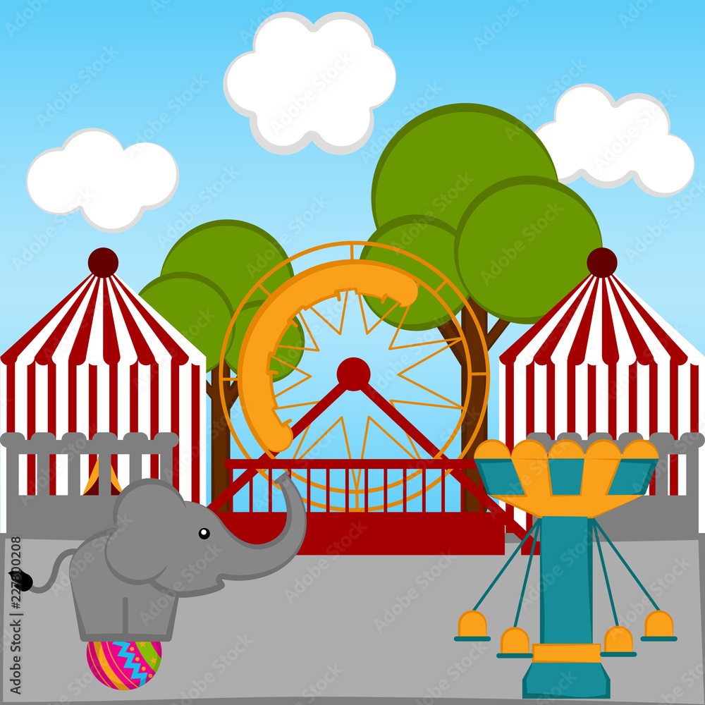 View of a carnival theme park. Vector illustration design View of a carnival theme park. Vector illustration design