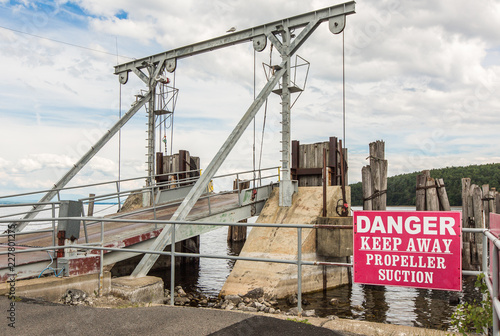 Movable bridge near the shore of Champlain lake Vermont, USA