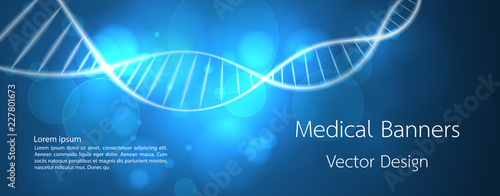 Banner Medical dna and technology background. vector background design.