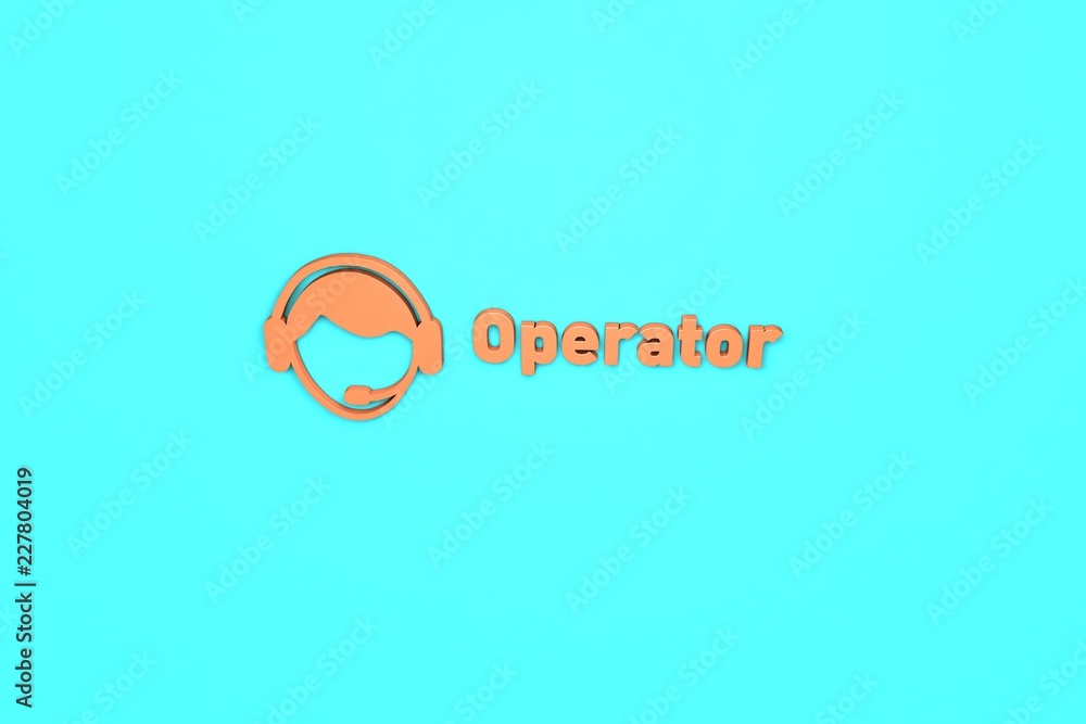 Obraz premium 3D illustration of Operator, orange color and orange text with blue background.
