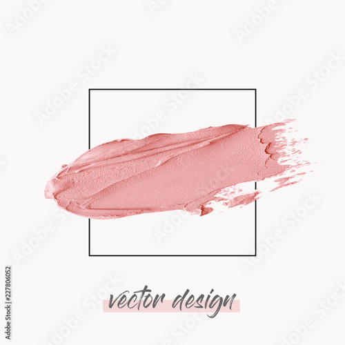 Lipstick Paint texture stroke over frame on isolated background vector 