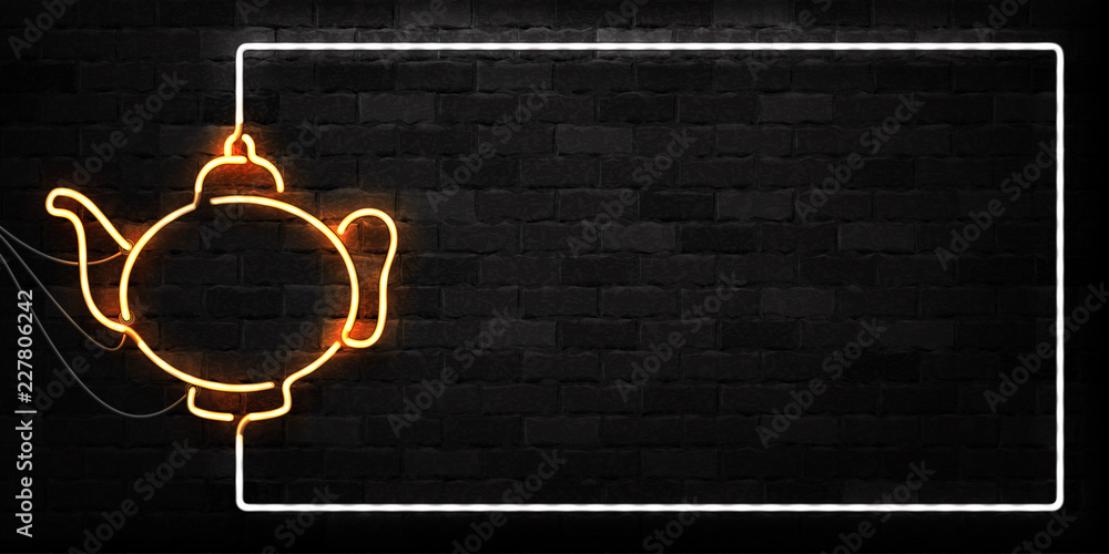 Vector realistic isolated neon sign of Tea logo for decoration and covering on the wall background.
