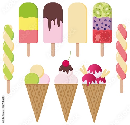 Ice-cream collection. Vector illustration isolated on white background.