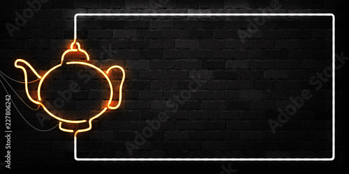Vector realistic isolated neon sign of Tea logo for decoration and covering on the wall background.