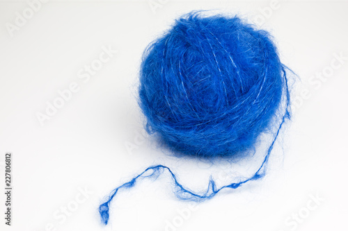 ball of blue mohair wool photo