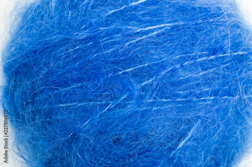 ball of blue mohair wool photo