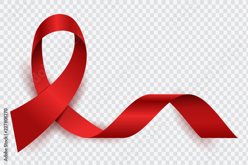 Aids red ribbon. World aids day vector isolated symbol. Illustration of red ribbon, aids health day campaign