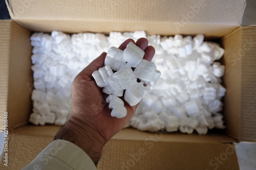 Box with polystyrene for packaging photo